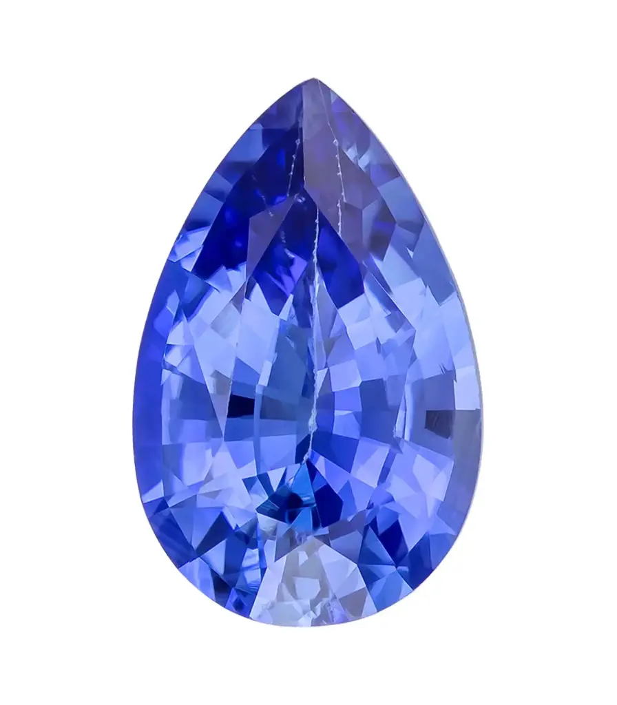 0.90 克拉透亮藍色藍寶石寶石，梨形，7.6 x 4.8 毫米，濃郁藍色